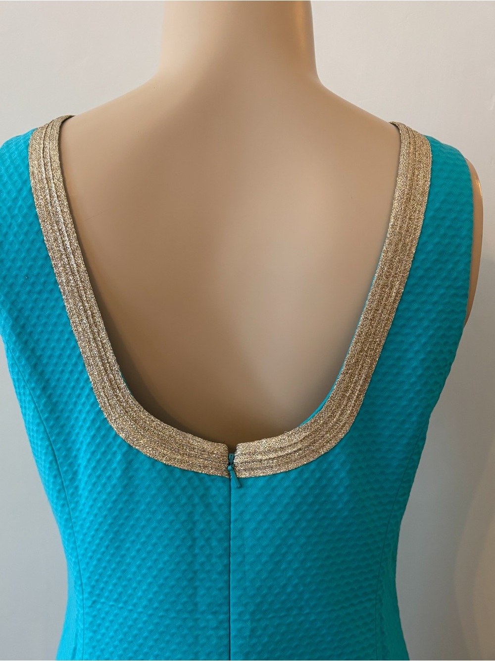 Lilly Pulitzer Turquoise Shift Dress with Cream Trim - Picture 5 of 7